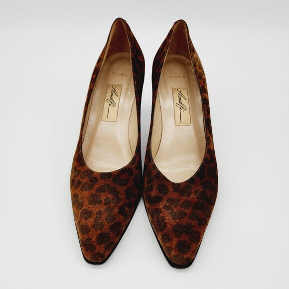 Amalfi Vilma Pumps Heels Womens Size 8.5B Leather Made In Italy Cheetah Print - Picture 2 of 9